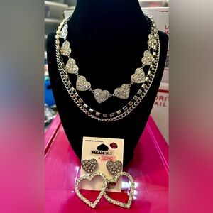 Mean Girls Heart Earrings & Heart Layered Necklace Set.